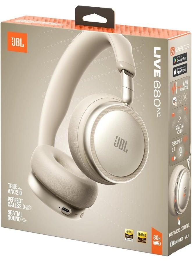 JBL Live 680NC Wireless On-Ear Headphones with Adaptive Noise Cancelling, Spatial Sound, Voice Control and JBL Pure Bass champagne - Image 4