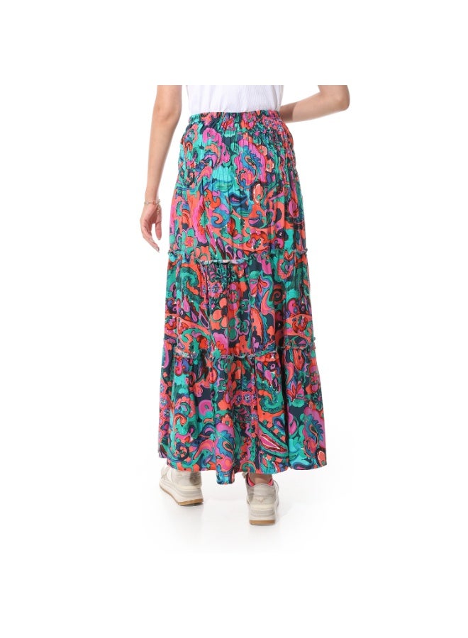 Coctail 6475-Floral Skirt-Pink*turquoise - Image 3