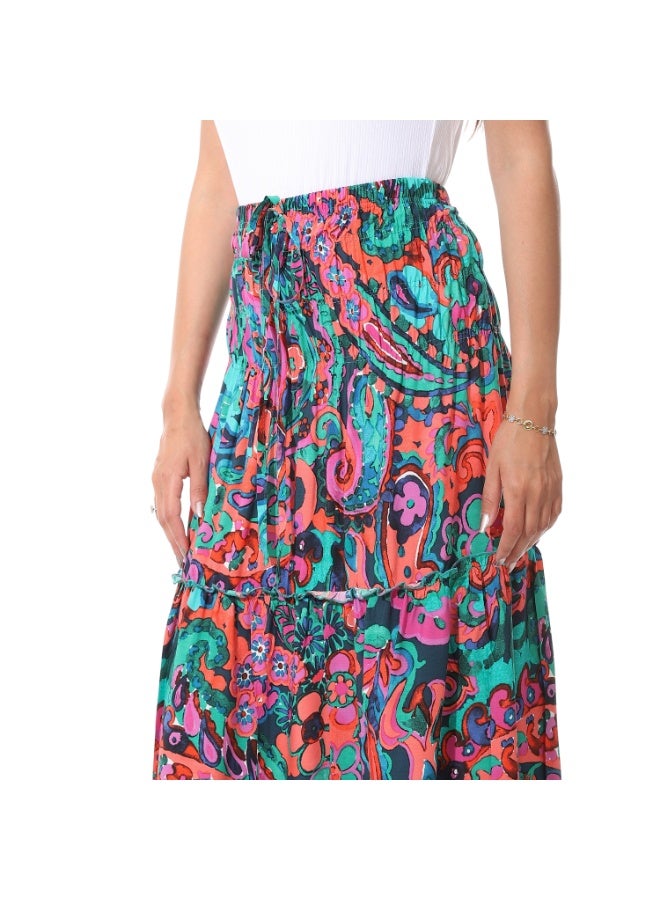 Coctail 6475-Floral Skirt-Pink*turquoise - Image 4