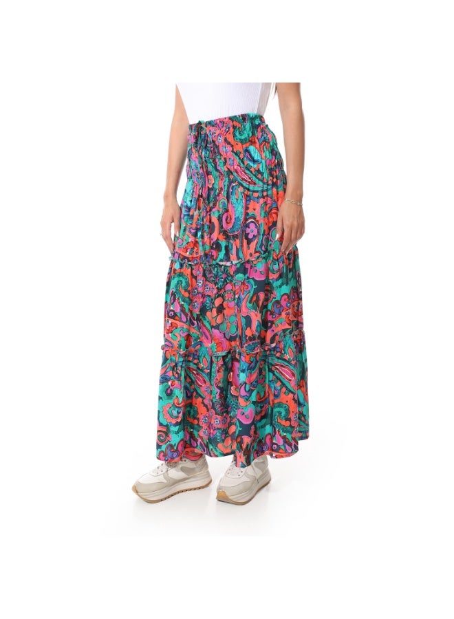 Coctail 6475-Floral Skirt-Pink*turquoise - Image 2