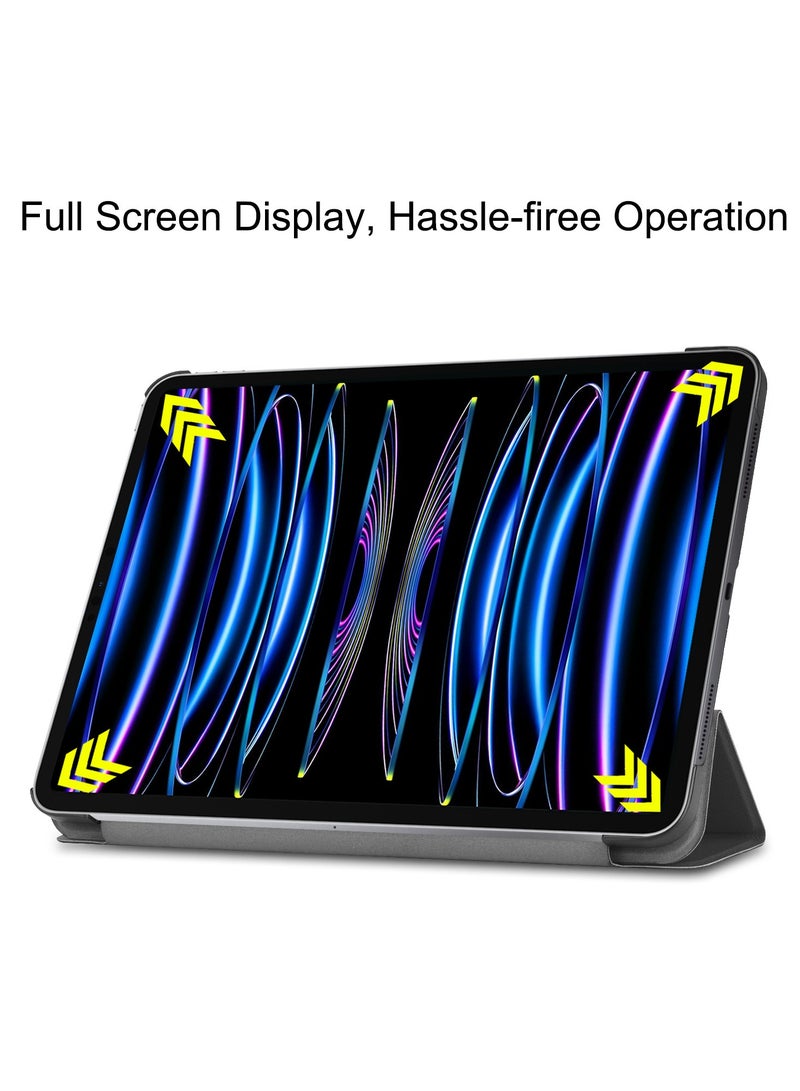 عام متوافقة مع حافظة iPad Air 11 إنش إصدار 2024، حافظة ذكية قابلة للطي ثلاثي الأجزاء، غلاف خلفي من البولي كربونات الصلب نحيف مع حامل بزوايا متعددة لعرض متعدد مع وظيفة تشغيل وتوقف تلقائي لحافظة الجهاز. - Image 3