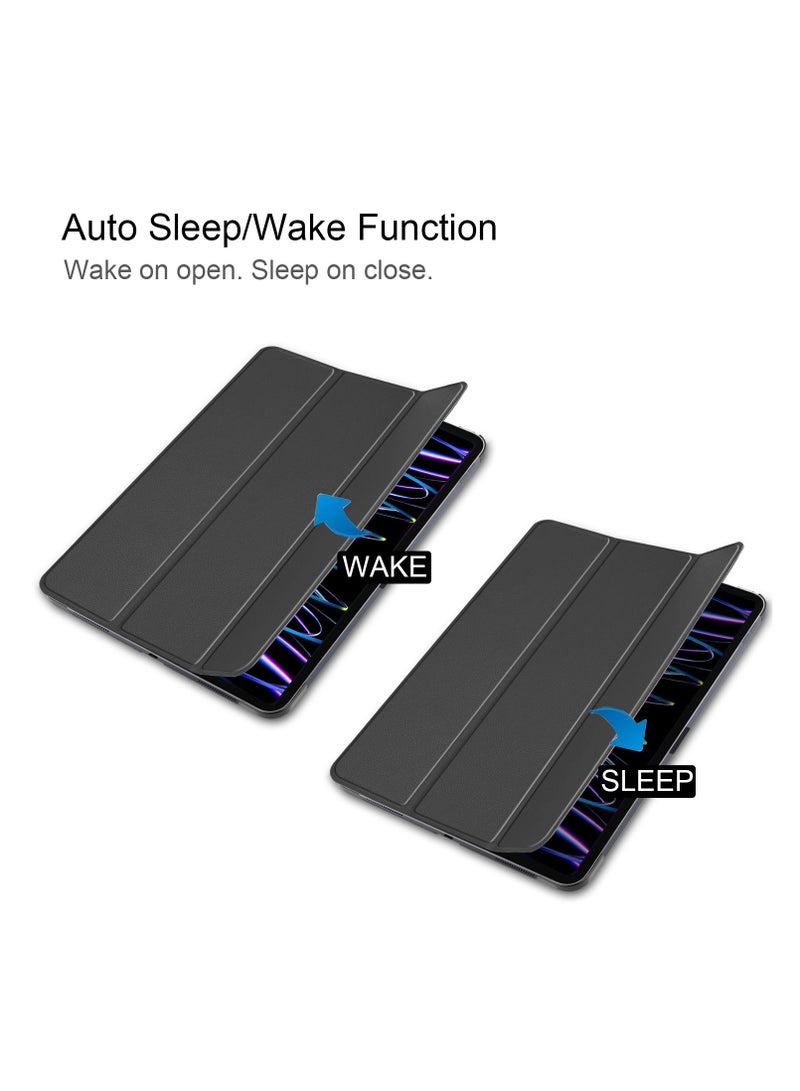 عام متوافقة مع حافظة iPad Air 11 إنش إصدار 2024، حافظة ذكية قابلة للطي ثلاثي الأجزاء، غلاف خلفي من البولي كربونات الصلب نحيف مع حامل بزوايا متعددة لعرض متعدد مع وظيفة تشغيل وتوقف تلقائي لحافظة الجهاز. - Image 2