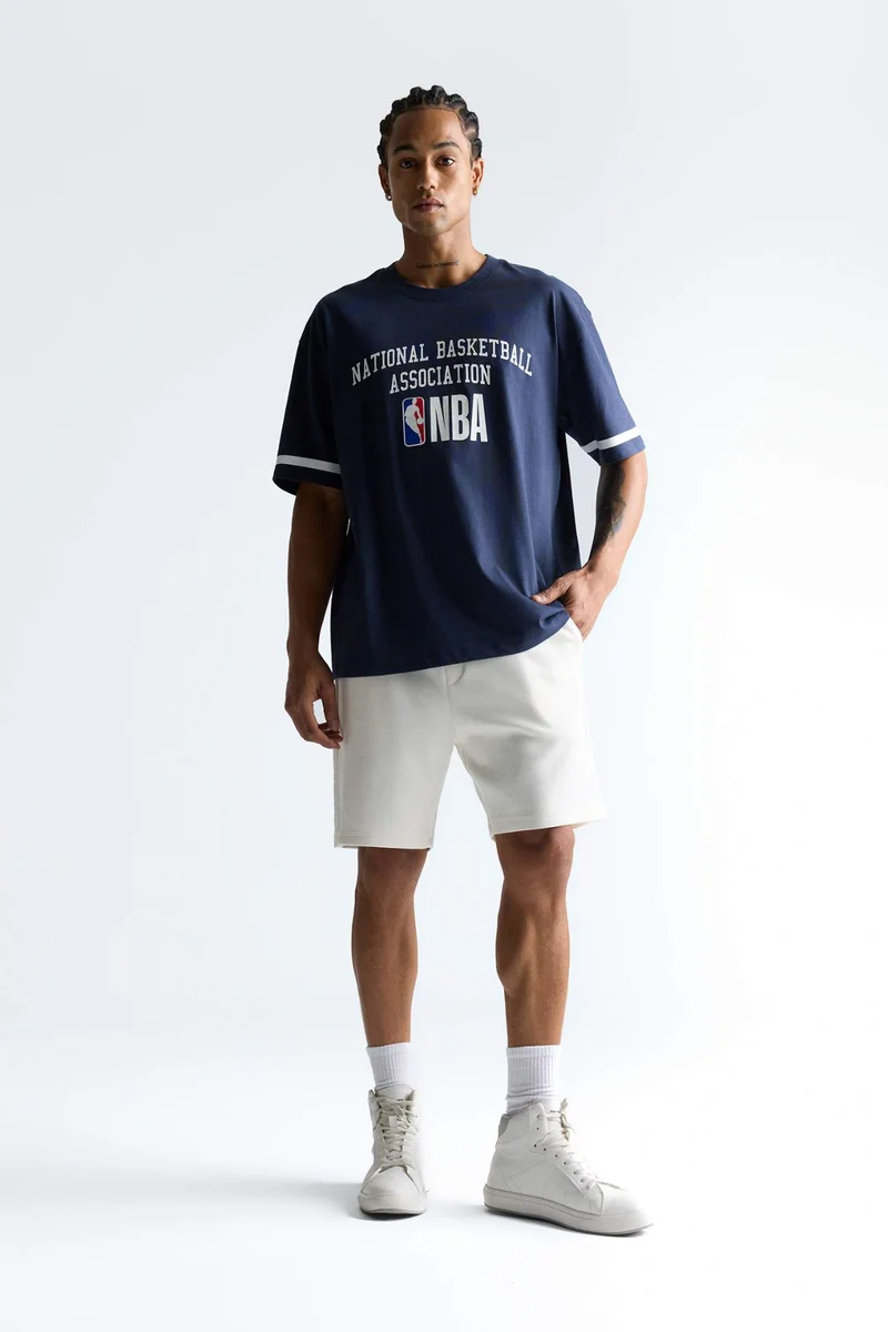 ديفاكتو DeFactoFit NBA Wordmark Oversize Fit Crew Neck T-Shirt