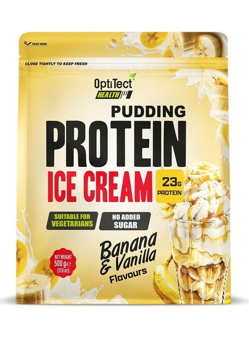 أوبتيتيكت مزيج بودنغ البروتين الصحي والآيس كريم، بنكهة الفانيليا والموز، ٥٠٠ غرام | حلوى غنية بالبروتين | بدون إضافة سكر - Image 1