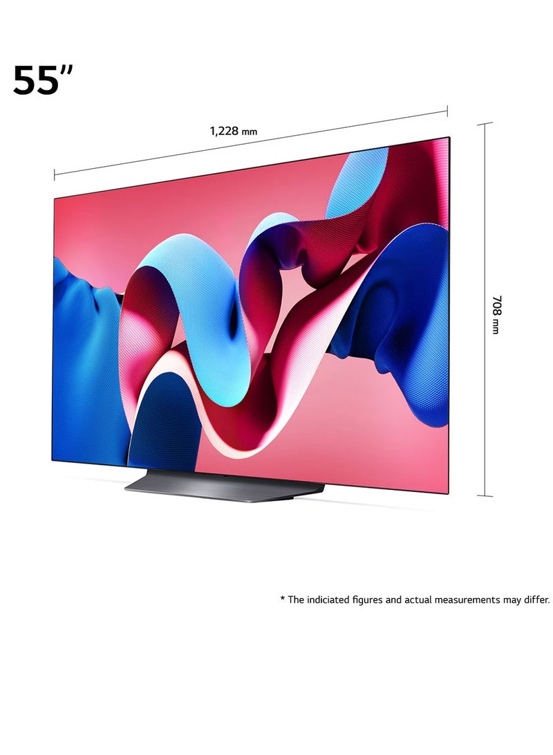 LG 55 Inch 4K OLED WebOS 24 Dolby ATMOS HDR 10 Smart TV, 120HZ, Dolby Vision, HLG,α9 AI Sound Pro (Virtual 9.1.2 Up-mix), Magic Remote included CS4 , (2024 Model - KSA Version) - OLED55CS4VA Black - Image 3
