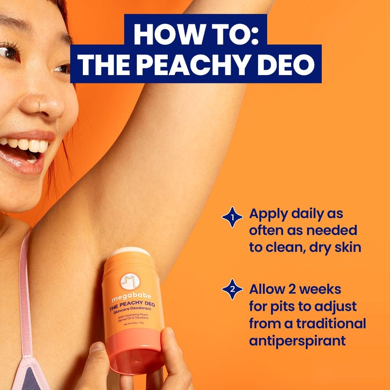 Megababe Skincare Deodorant - The Peachy Deo with 72 hour Odor Protection | Hydrating Peach Kernel Oil & Squalane | Aluminum-Free, All Natural | 2.6 oz - Image 5