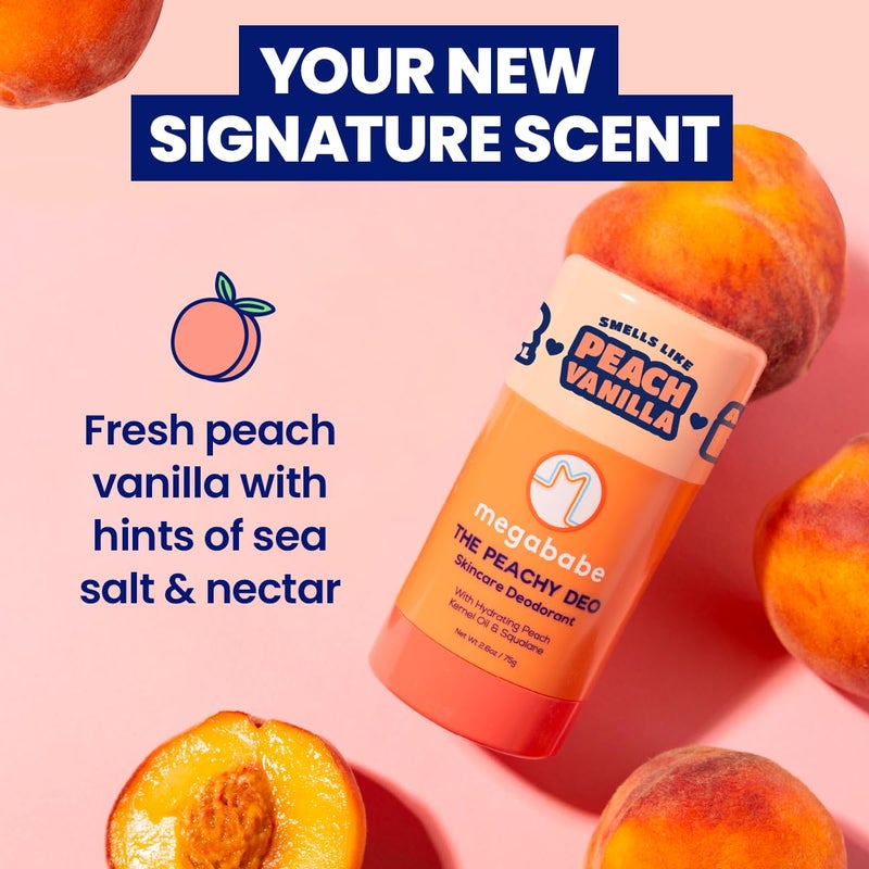 Megababe Skincare Deodorant - The Peachy Deo with 72 hour Odor Protection | Hydrating Peach Kernel Oil & Squalane | Aluminum-Free, All Natural | 2.6 oz - Image 2