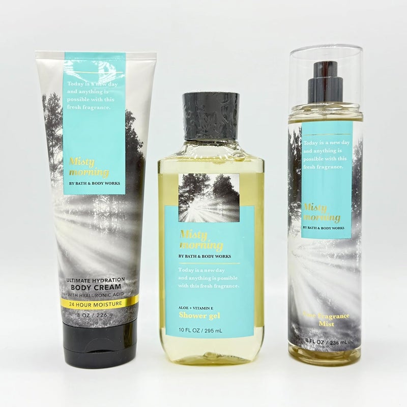 Misty Morning 3Piece Bath Bundle Ultimate Hydration Body Cream Shower Gel and Fine Fragrance Mist - Image 1