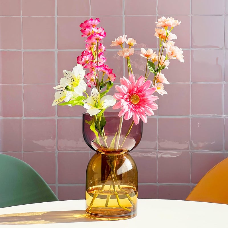 Cloudnola Large Reversible Glass Flower Vase and Bud Vase, Yellow and Pink, 9.5" Height x 5.6" Dia, Home, Wedding, and Event Decor - Image 5
