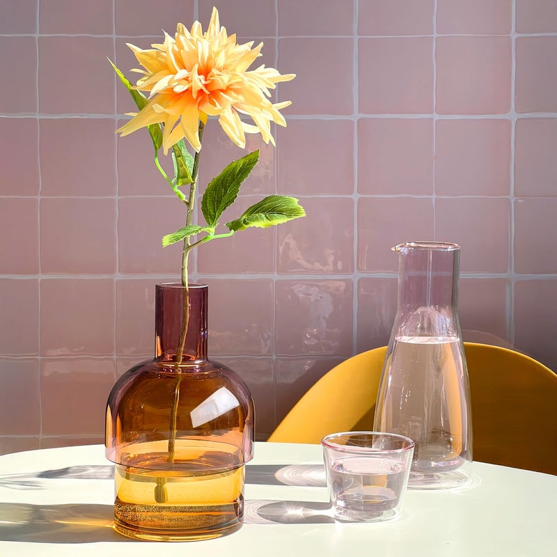 Cloudnola Large Reversible Glass Flower Vase and Bud Vase, Yellow and Pink, 9.5" Height x 5.6" Dia, Home, Wedding, and Event Decor - Image 4