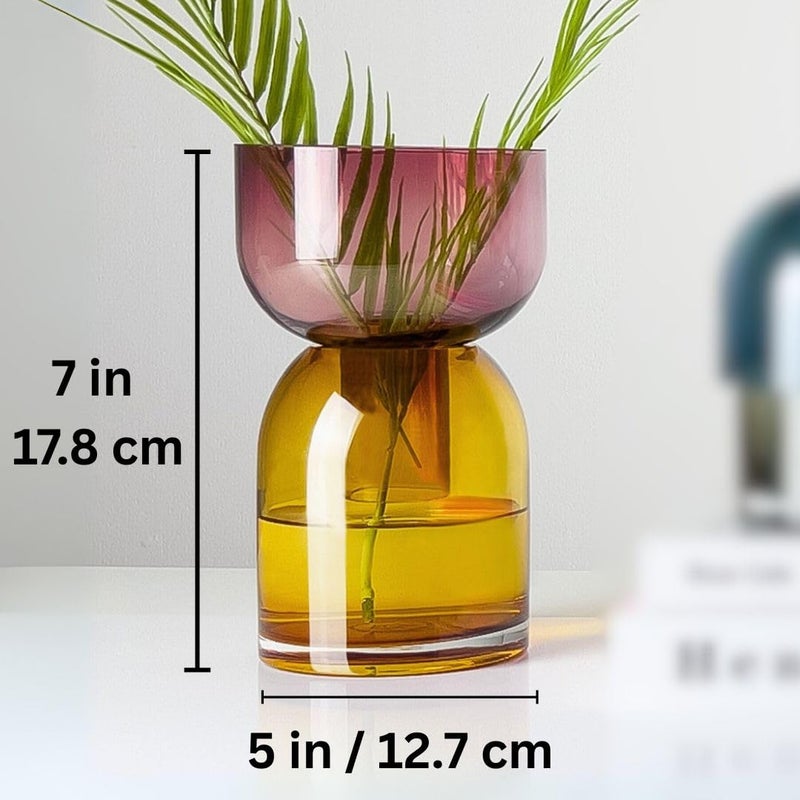 Cloudnola Large Reversible Glass Flower Vase and Bud Vase, Yellow and Pink, 9.5" Height x 5.6" Dia, Home, Wedding, and Event Decor - Image 3