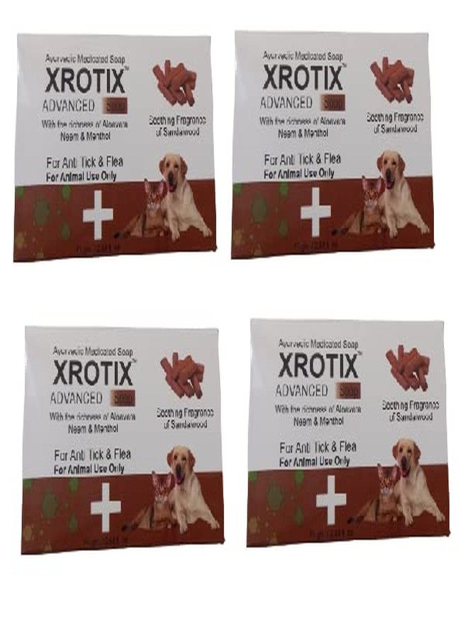 تشيلسي صابون تشيلسي أيورفيدا الطبي XROTIX المتطور مع خلاصة الصبار والنيم والمنثول لمكافحة القراد والبراغيث للاستخدام الحيواني فقط (عبوة من 4 قطع) - Image 1