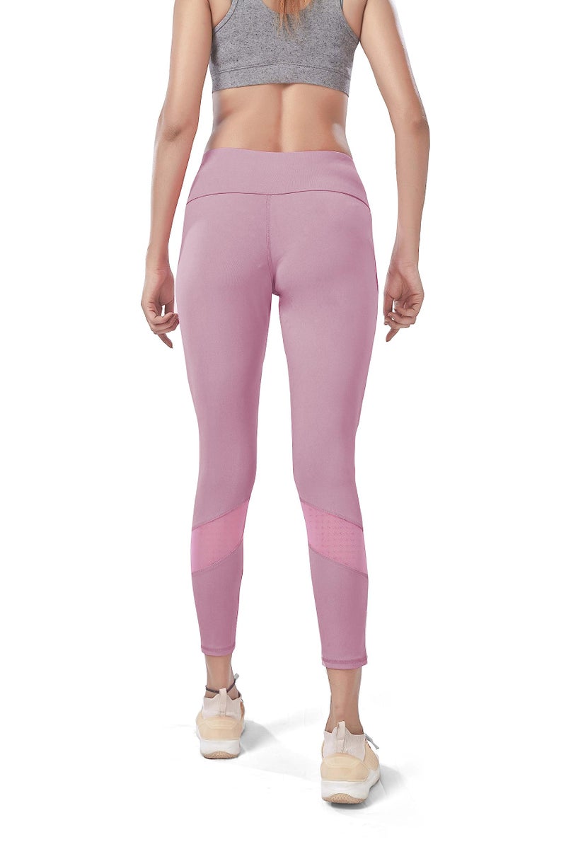 Mehrang Active Yoga Pants For Women Gym High Rise Waist With Pocket, Tummy Control, Workout Pants 4 Way Stretch Yoga Leggings (2Xl, Moove), Mauve, Pink - Image 3