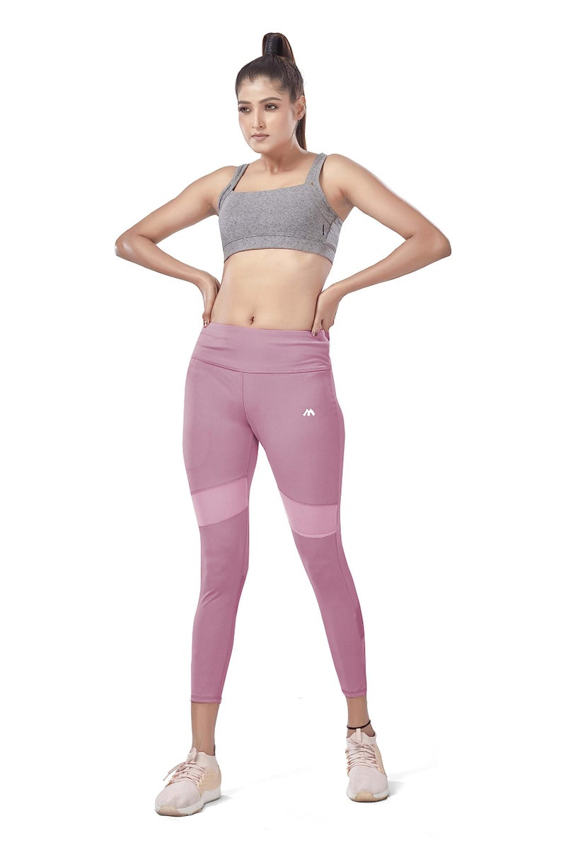 Mehrang Active Yoga Pants For Women Gym High Rise Waist With Pocket, Tummy Control, Workout Pants 4 Way Stretch Yoga Leggings (2Xl, Moove), Mauve, Pink - Image 4