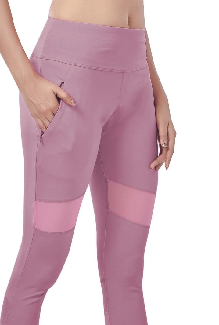 Mehrang Active Yoga Pants For Women Gym High Rise Waist With Pocket, Tummy Control, Workout Pants 4 Way Stretch Yoga Leggings (2Xl, Moove), Mauve, Pink - Image 5