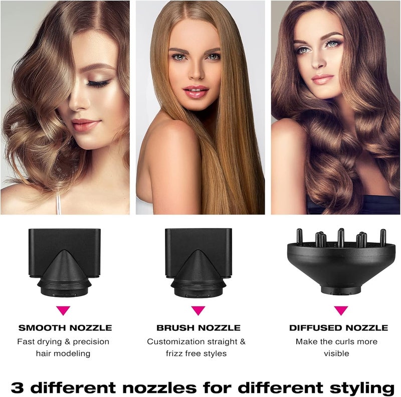 Professional Hair Dryer, 2000W Powerful Ionic Hairdryer with Diffuser Blow Dryer with 2 Speeds, 3 Heating and Cool Button for Women Man Home Travel Salon Curly and Straight Hair - Image 4