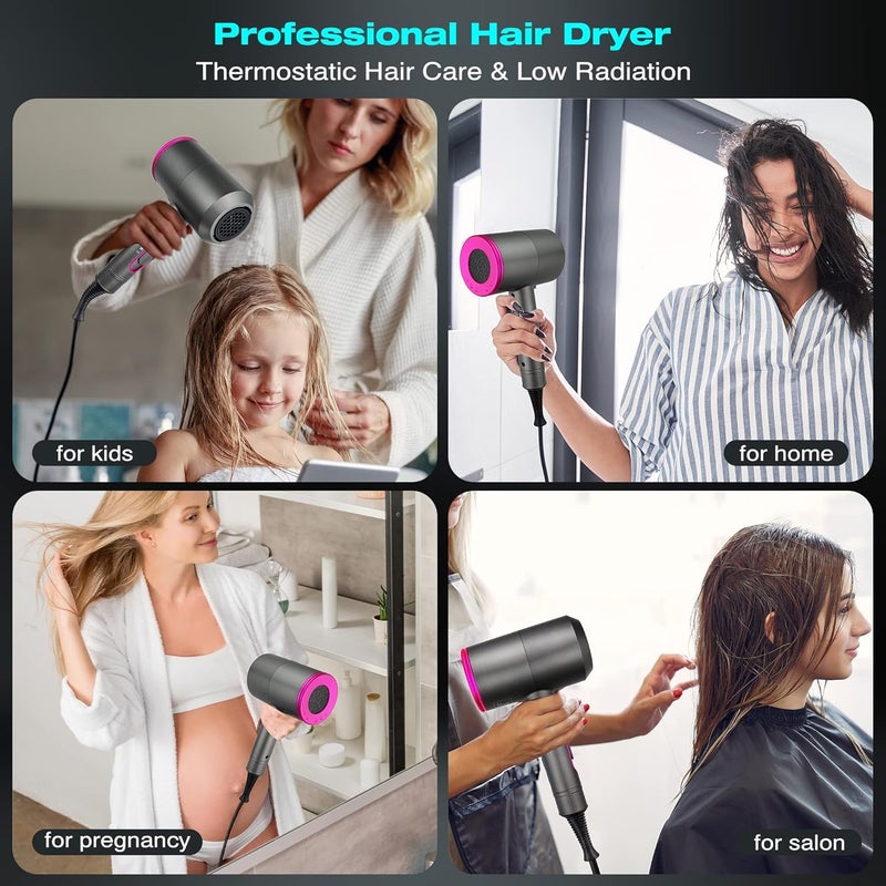 Professional Hair Dryer, 2000W Powerful Ionic Hairdryer with Diffuser Blow Dryer with 2 Speeds, 3 Heating and Cool Button for Women Man Home Travel Salon Curly and Straight Hair - Image 3