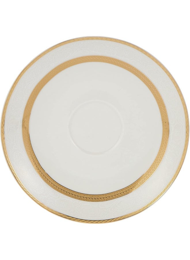 Shallow Bone China Cups And Saucers Set, White/Gold, 220Cc, Ts-200-Lin-A, 15 Pieces - Image 2