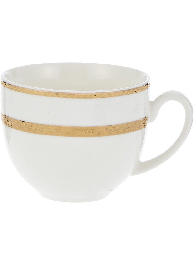Shallow Bone China Cups And Saucers Set, White/Gold, 220Cc, Ts-200-Lin-A, 15 Pieces - Image 3