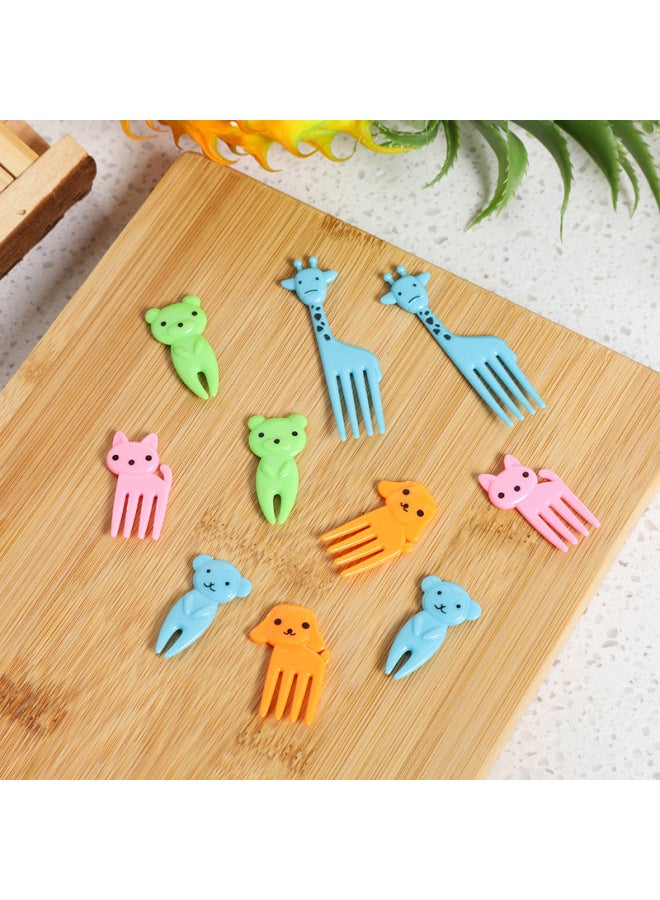 Cartoon Mini Fruit Fork Household Cute Animal Bento Sign Creative Children's Bento Decorative Sign Set-Specifications:10pc Giraffe Opp Bag  - Image 1