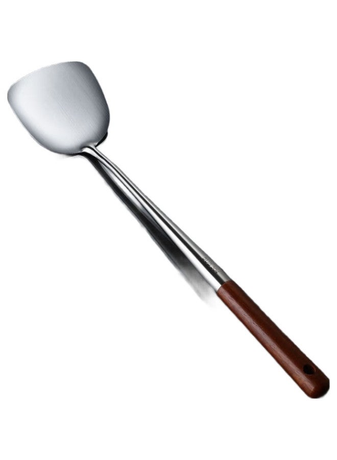 Canjiangjun 304 Stainless Steel Spatula, Long-Handled Kitchen Utensil, Heat-Resistant, Walnut Wood Handle, Cooking Spatula - Image 1