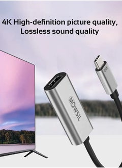 موسل محول USB-C إلى HDMI 4K، فائق النحافة وقابل للحمل، جودة صورة عالية الدقة 4K، جودة صوت بدون فقدان، التوصيل والتشغيل، رمادي  - Image 2