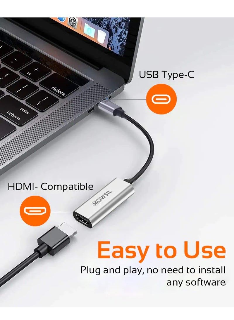 MOWSIL USB-C to HDMI 4K Adapter, Ultra-Slim & Portable, 4K High-definition Picture Quality, Lossless Sound Quality, Plug & Play, Grey  - Image 3