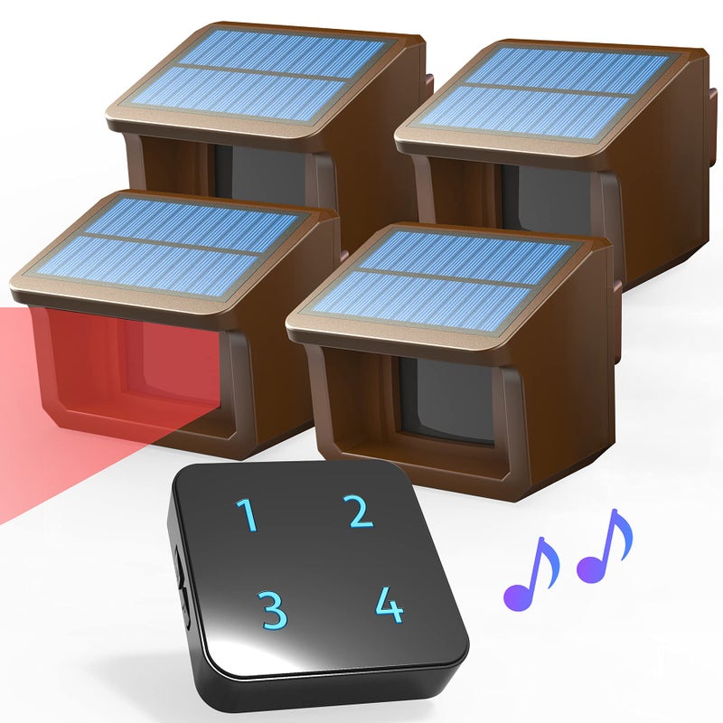 HTZSAFE Driveway Alarm System HTZSAFE 12Mile Solar Driveway Alarm System Up to 70FT Wide Sensor Range Fully Weatherproof Outdoor Motion SensorDetector DIY Security Alert System1 Receiver and 4 Sensors - Image 2