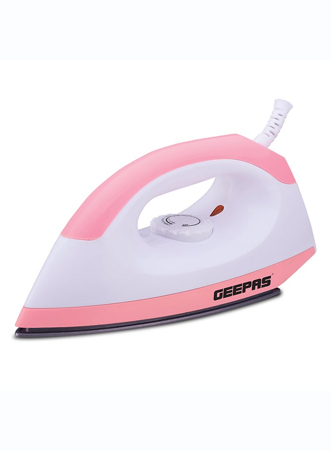 GEEPAS Dry Iron - Non-Stick Coating Plate & Adjustable Thermostat Control | Indicator Light with ABS Material | 2 Years Warranty 1200 W GDI7782 White, Pink - Image 1