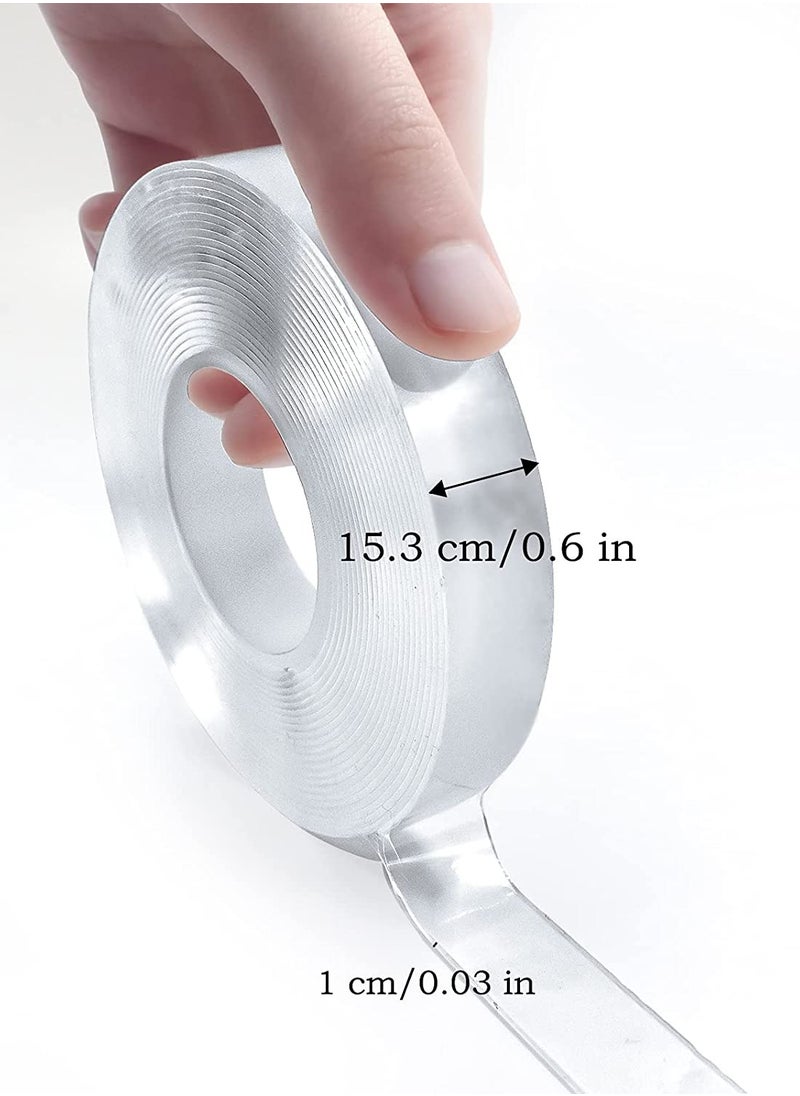 PAMEER - 5-Meter Reusable Nano Gel Double-Sided Tape, Double Action Tape, Multipurpose Removable Mounting Tape Adhesive Tape, Reuseable Strong Sticky Wall Tape Strips, Transparent Tape for Household items. - Image 1