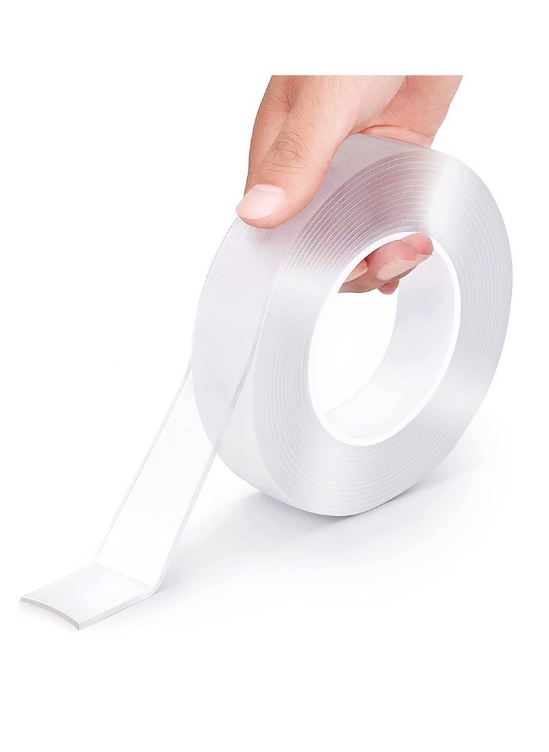 PAMEER - 5-Meter Reusable Nano Gel Double-Sided Tape, Double Action Tape, Multipurpose Removable Mounting Tape Adhesive Tape, Reuseable Strong Sticky Wall Tape Strips, Transparent Tape for Household items. - Image 1