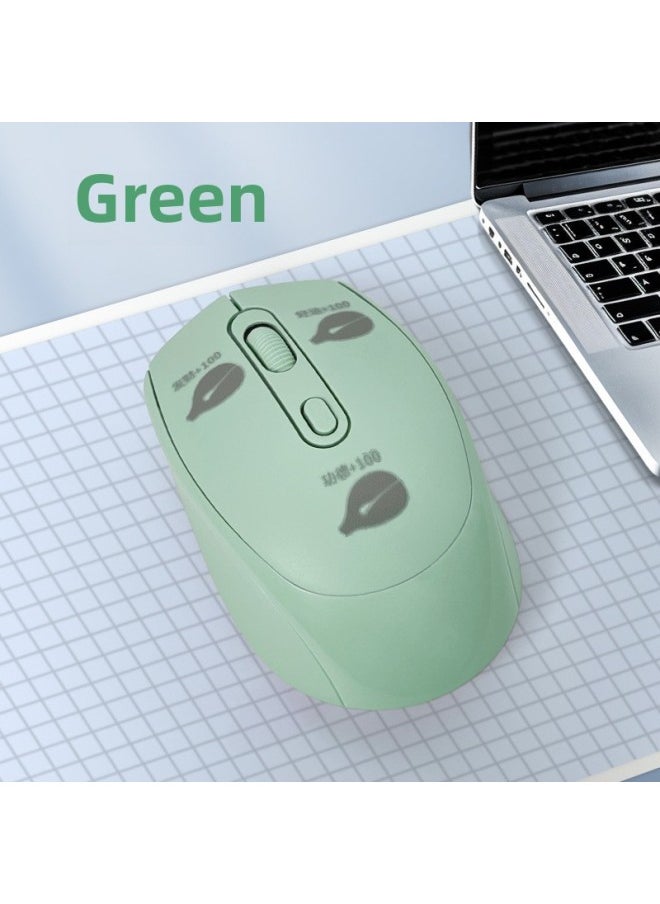 Health And Good Luck Merit 100 Wooden Fish Key Wireless Bluetooth Mouse Tablet Notebook Charging 2.4g Dual-mode Mouse-Specification:Green  - Image 1