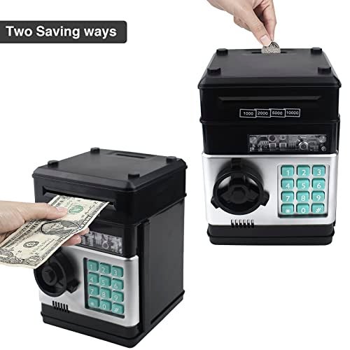Totola Piggy Bank Electronic Mini ATM for Kids Baby Toy Safe Coin Banks Money Saving Box Password Code Lock for ChildrenBoys Girls Best Gift Black - Image 5
