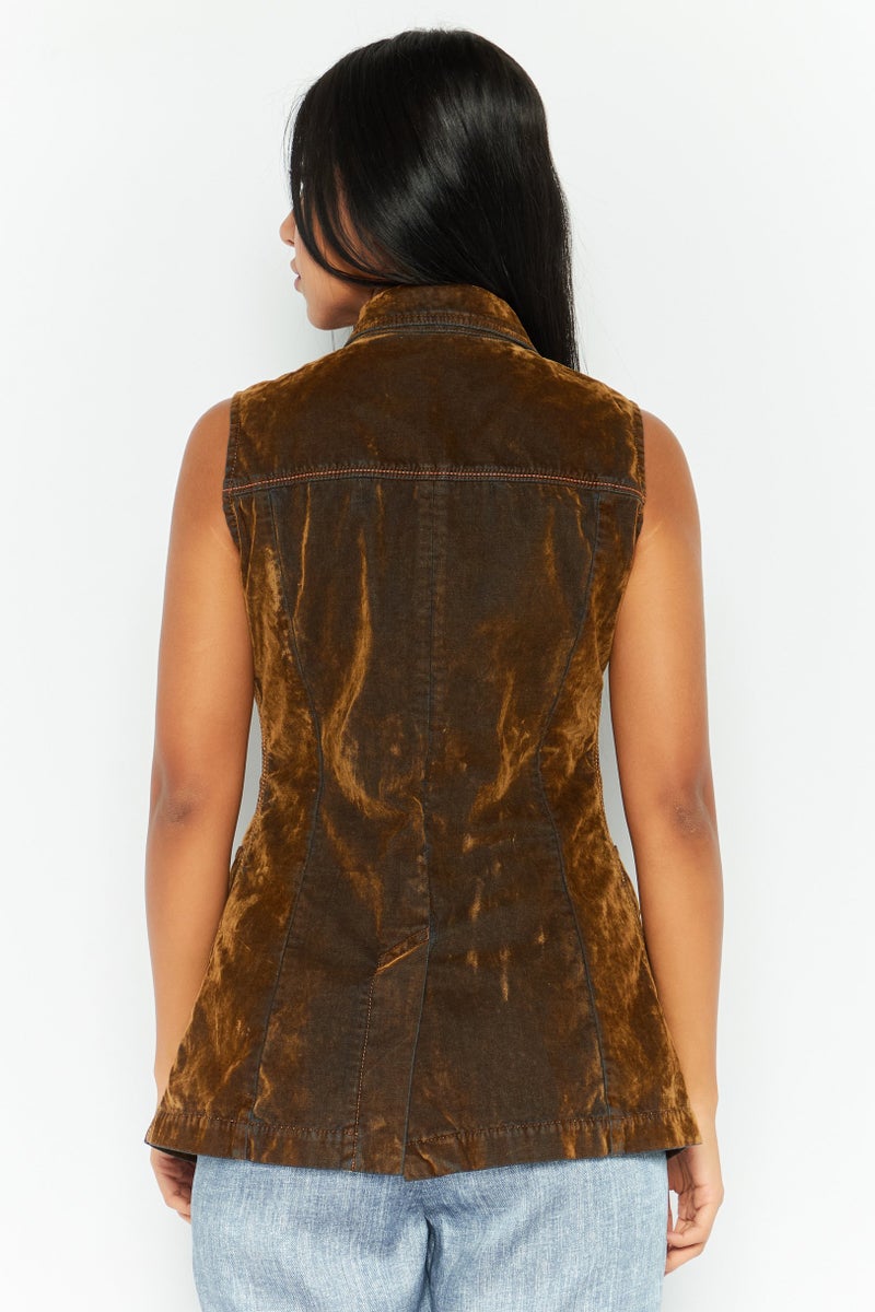 DIESEL Women Textured Vest Jackets, Brown  - Image 4