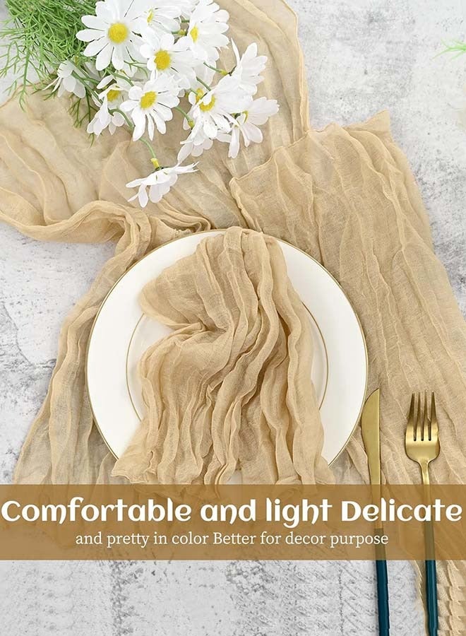 YIM-VIBEHAUS 6 Pieces Cloth Napkins, 20x20 Inch Gauze Napkins, Soft Boho Table Napkins Rustic Wrinkled CheeseCloth Napkins for Wedding Party, Reception, Bridal Shower, Table Decor (Brown) - Image 3