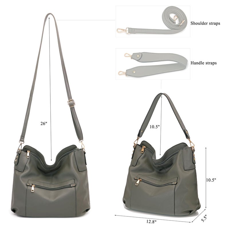 Idesort Large Crossbody Bags Ladies Shoulder Handbags Purse and Wallet Set for Women Totes Hobo Purses DarkGrey - Image 4