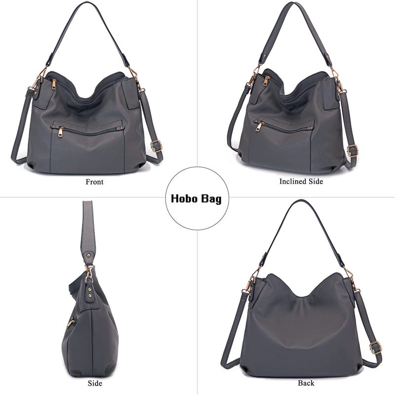 Idesort Large Crossbody Bags Ladies Shoulder Handbags Purse and Wallet Set for Women Totes Hobo Purses DarkGrey - Image 5