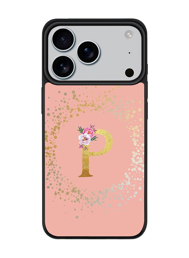 Stylizedd iPhone 17 Pro Case, [Compatible with MagSafe] Slim Magnetic cover Phone Case iPhone 17 Pro -Custom Monogram Floral - P  (Rose Pink ) - Image 1
