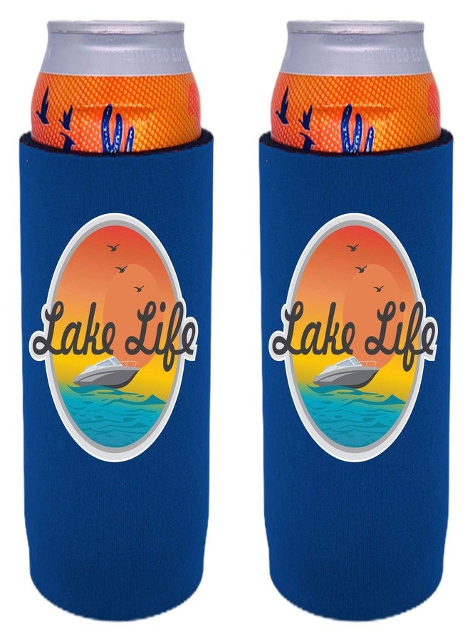Coolie Junction Lake Life Full Bottom Can Coolie (Royal Blue, 2 Pack) - Image 1