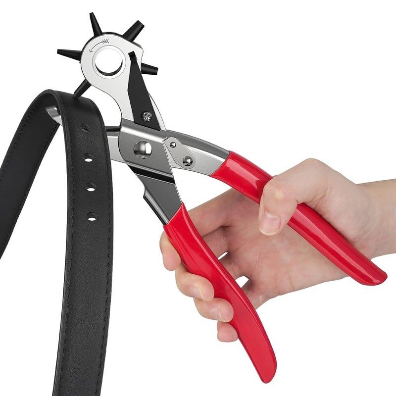 Nityasiddh Revolving Leather Punch Pliers or Punching Machine with Multi Hole Sizes for Leather Belts Watch Bands Bags Dog Collars Fabric Craft Projects Leather Puncher - Image 1
