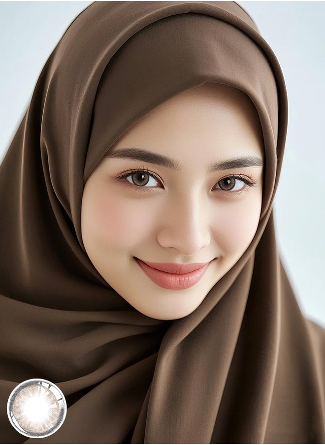 UYAAI FOG PEARL Brown Yearly Colored Contact Lenses, Unisex Cosmetic Contact Lenses, Natural Fashion Lenses, With Case  - Image 1