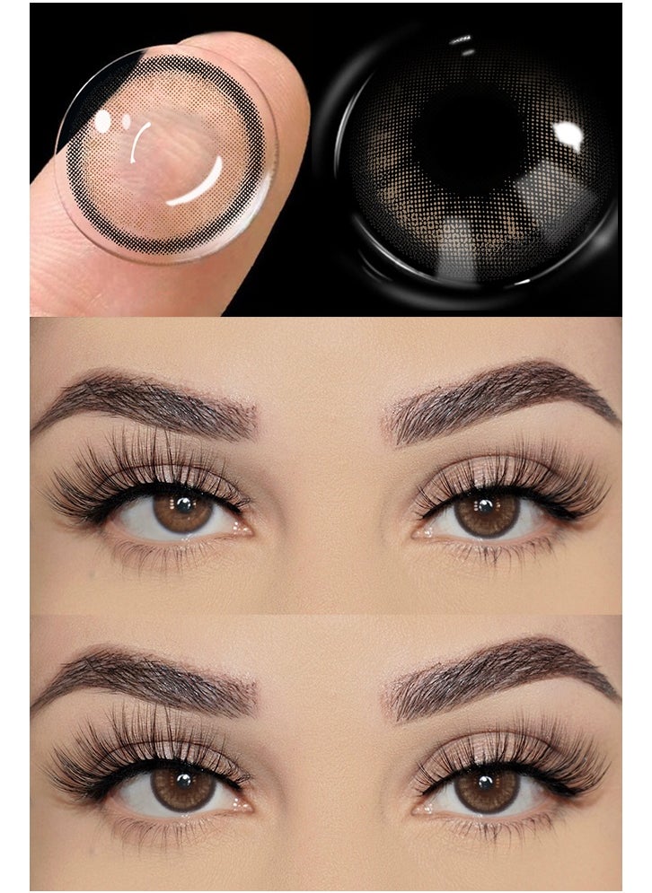 UYAAI FOG PEARL Brown Yearly Colored Contact Lenses, Unisex Cosmetic Contact Lenses, Natural Fashion Lenses, With Case  - Image 5