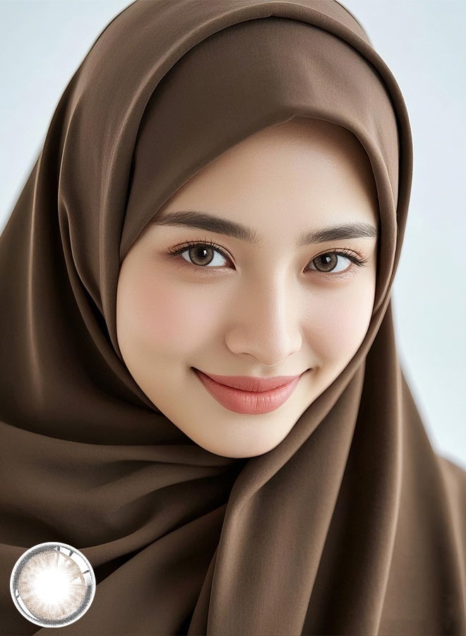 يواي عدسات لاصقة ملونة سنوية باللون البني (لون لؤلؤة الضباب) - عدسات تجميلية للجنسين - عدسات موضة طبيعية - مع علبة تخزين  - Image 2