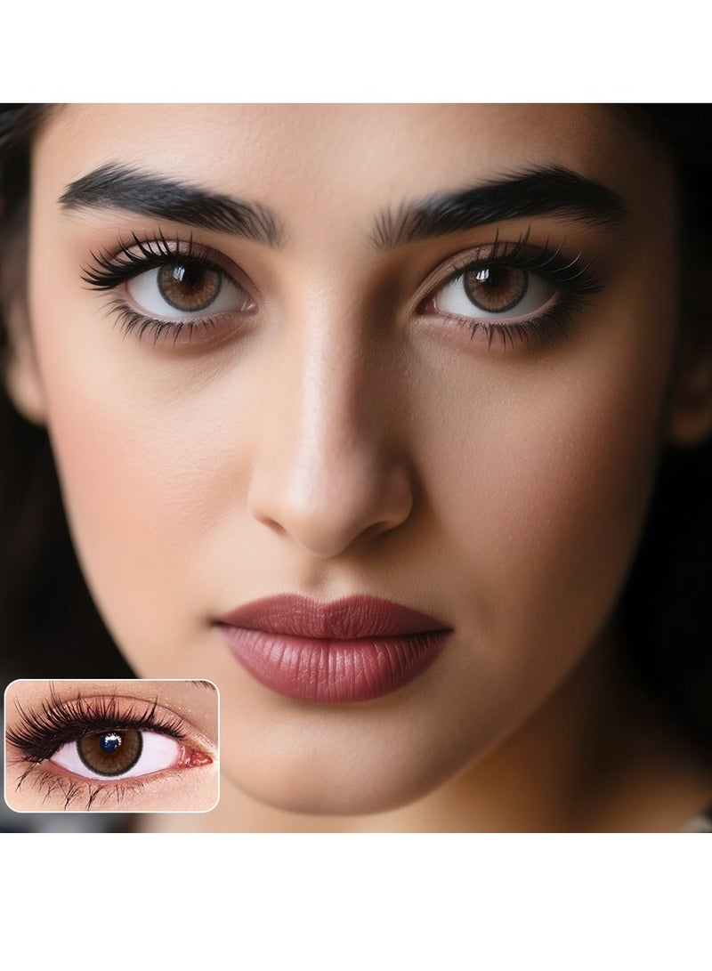يواي عدسات لاصقة ملونة سنوية باللون البني (لون لؤلؤة الضباب) - عدسات تجميلية للجنسين - عدسات موضة طبيعية - مع علبة تخزين  - Image 1