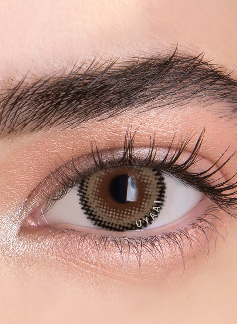 UYAAI FOG PEARL Brown Yearly Colored Contact Lenses, Unisex Cosmetic Contact Lenses, Natural Fashion Lenses, With Case - Image 1