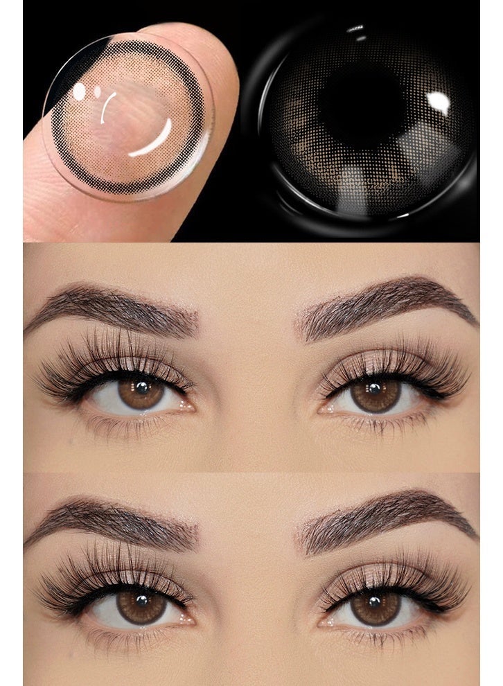 يواي عدسات لاصقة ملونة سنوية FOG PEARL باللون البني، عدسات لاصقة تجميلية للجنسين، عدسات طبيعية عصرية، 42٪ ماء - Image 4