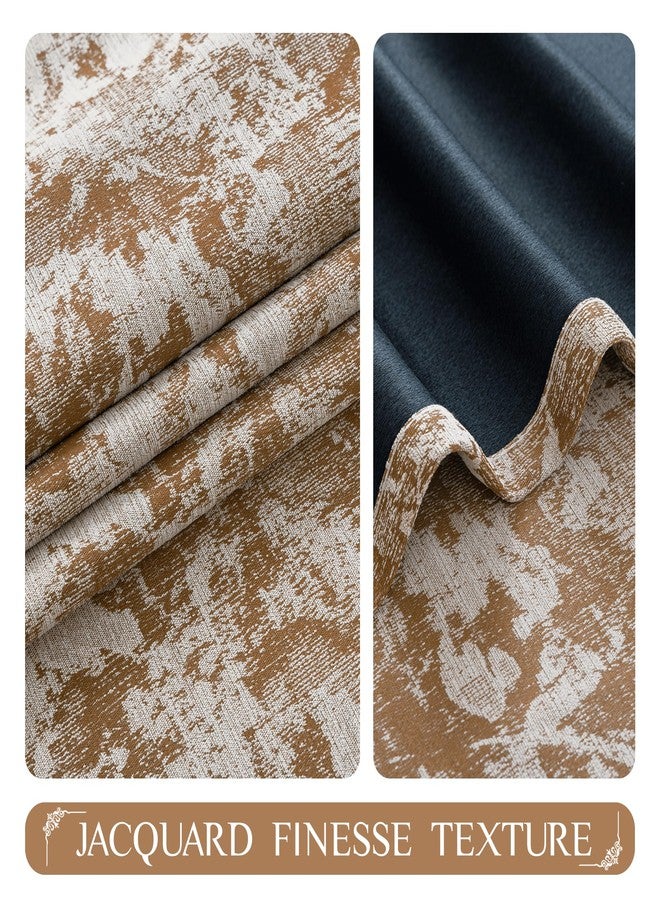 Beauoop Brown Floral Jacquard Blackout Curtains 63 Inches Long 2 Panels for Bedroom Living Room Chenille Flower Room Darkening Thermal Insulated Soundproof Grommet Window Treatments Drapes, 52x63 - Image 2