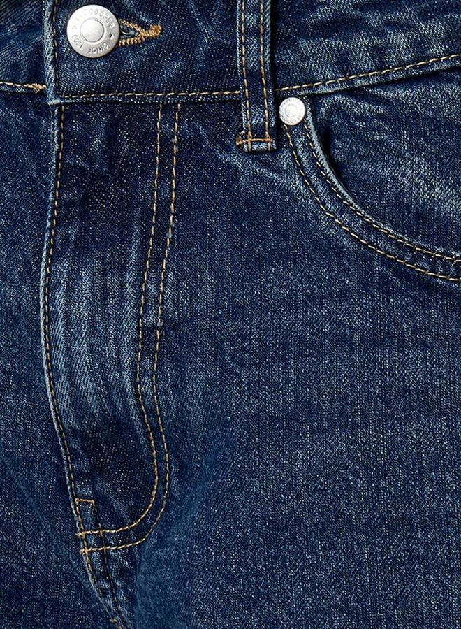 Lee Cooper Lee Cooper Wide Leg Button Waist Jeans with Pockets Cotton