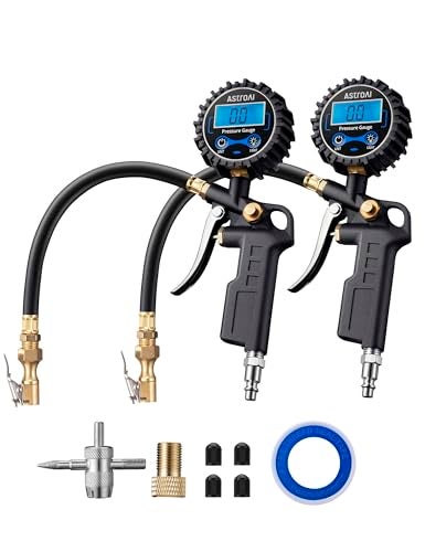 AstroAI مقياس ضغط الإطارات الرقمي من أسترو إيه آي مع مضخة، 250 PSI ملحقات الهواء وضاغط ثقيل مع موصل سريع، دقة عرض 0.1، ملحقات السيارات، عبوة 2 - Image 1