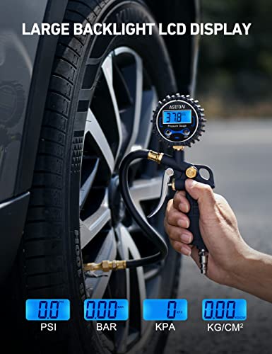 AstroAI مقياس ضغط الإطارات الرقمي من أسترو إيه آي مع مضخة، 250 PSI ملحقات الهواء وضاغط ثقيل مع موصل سريع، دقة عرض 0.1، ملحقات السيارات، عبوة 2 - Image 4